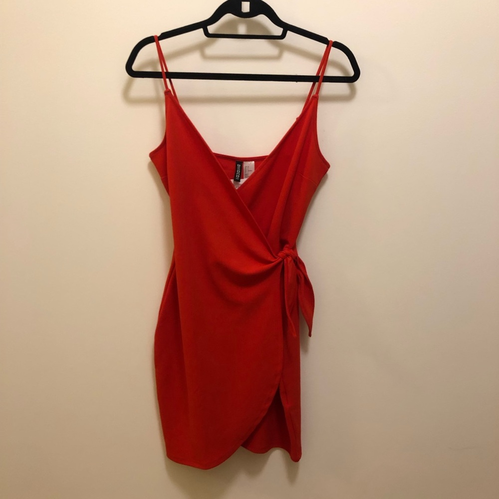 Divided Red Wrap Dress